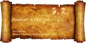 Hadler Klára névjegykártya